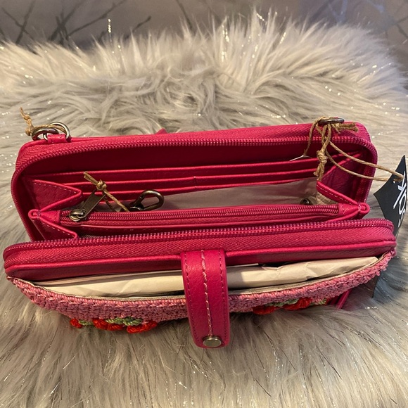 BNWT THE SAK IRIS Pink Cherries Wristlet Crossbody Wallet - Picture 3 of 11